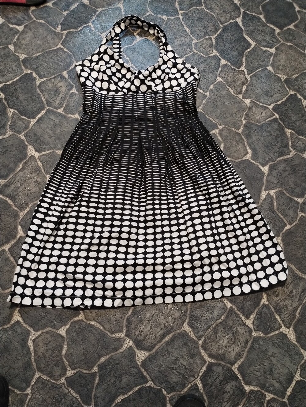 Calvin Klein Retro black & white polka dots empire waist size 10